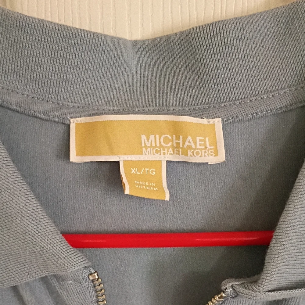 Michael Kors Light Blue Short Sleeve Polo Zip Top - Picture 3 of 6